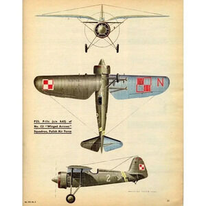 January 1961 Flying Review PZL P-11cAir Force Blue Print Specs Photo #3033